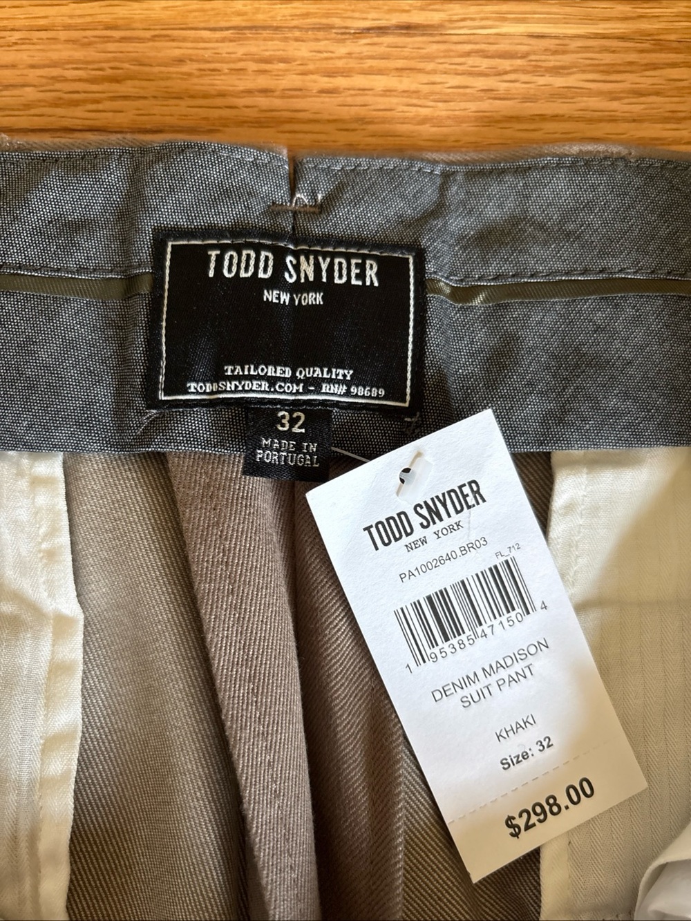 NWT Todd Snyder Italian Cotton Twill Madison Suit Pant in Khaki, 32 - Picture 4 of 10
